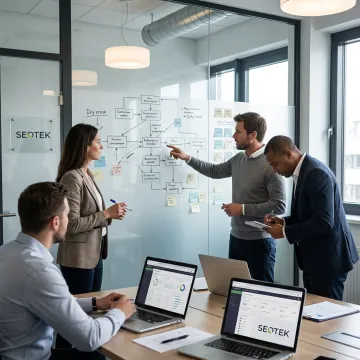 Consultants mapping automation workflow