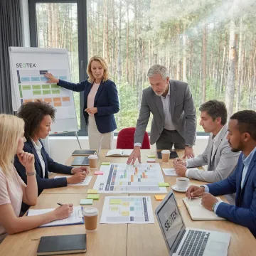 Consultants facilitating business vision workshop