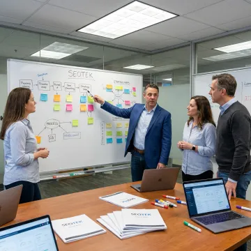 Consultants mapping a business strategy process