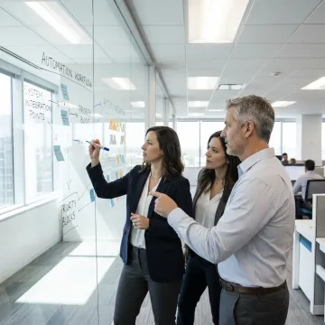 Automation consultants mapping workflow process