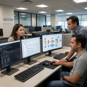 Backend development team working on scalable software systems