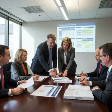 Consultants facilitating an executive leadership assessment