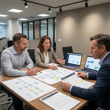 Consultants mapping BI analytics workflow