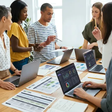 IT governance consultants reviewing strategy