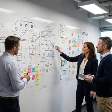 Consultants planning DevOps transformation roadmap