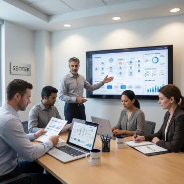 Managed data services team analyzing dashboards