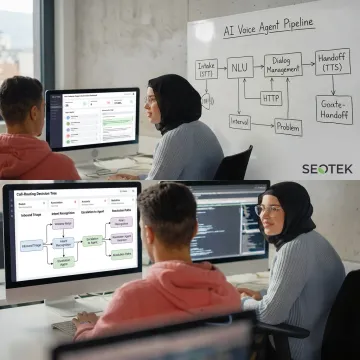 Team planning AI voice agent workflow