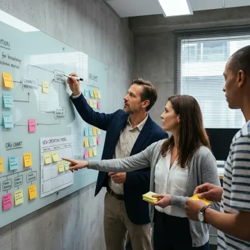 Consultants mapping an operating model with leaders