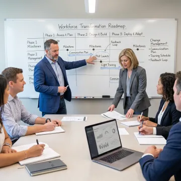 Consultants facilitating workforce transformation planning session