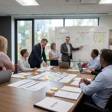 Leadership consultants facilitating an executive planning workshop
