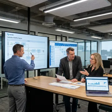 Consultants planning AI automation workflow