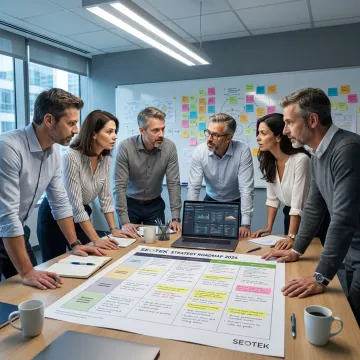 Executives mapping strategy in a consulting workshop
