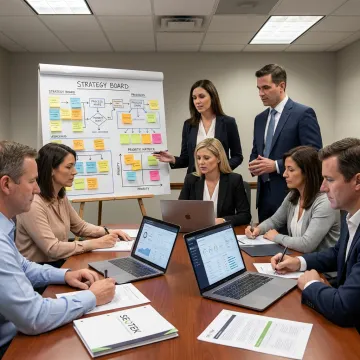 Consultants facilitating a digital transformation workshop