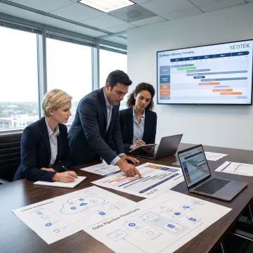 Consultants planning a technology modernization roadmap