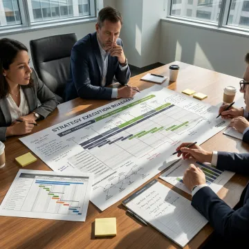 Strategy consultants reviewing execution roadmap