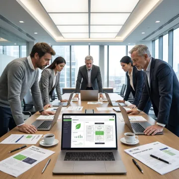 Enterprise consultants collaborating with executives