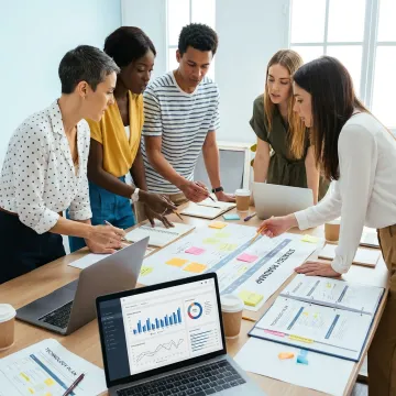Consulting team reviewing strategy and technology roadmap