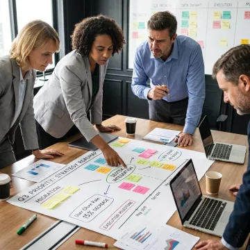 Consultants mapping a strategic roadmap