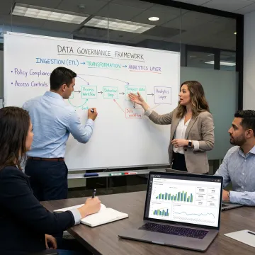 Consultants mapping a data strategy process
