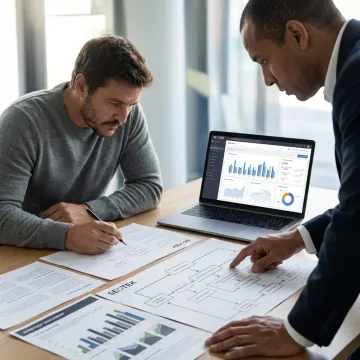 Business consultants reviewing strategy and analytics