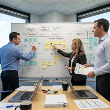 Consultants mapping a project portfolio plan
