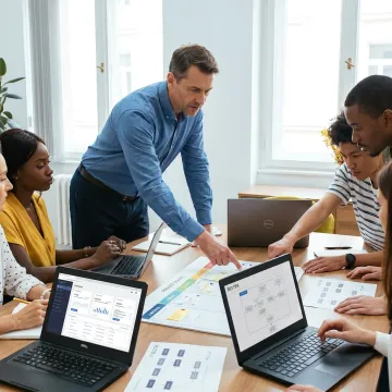 IT project management team planning technology work