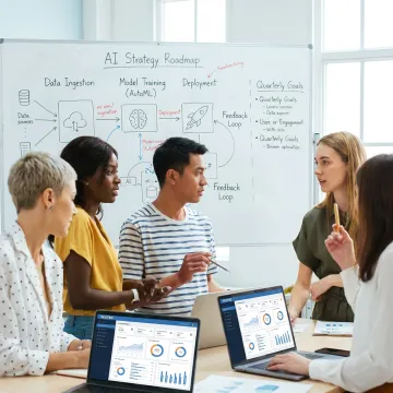 Consultants mapping an AI strategy process