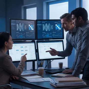 AI and machine learning consultants reviewing business data