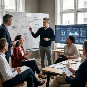 Business consultants leading a transformation strategy session