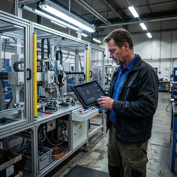 Custom manufacturing software dashboard in factory