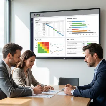 PMO consultants reviewing project plans
