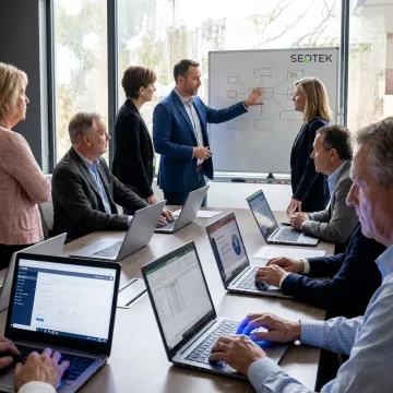 Executive team in leadership coaching workshop