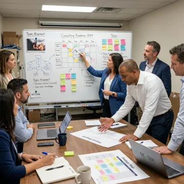 Consultants facilitating leadership alignment workshop