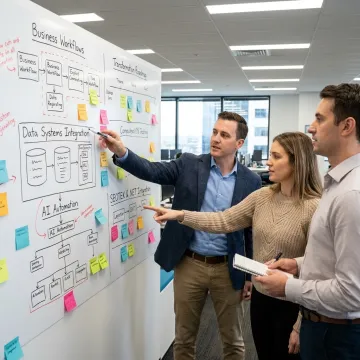 Consultants mapping a digital transformation process