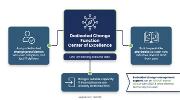 SEQTEK embedded change management practitioners collaborating with client team