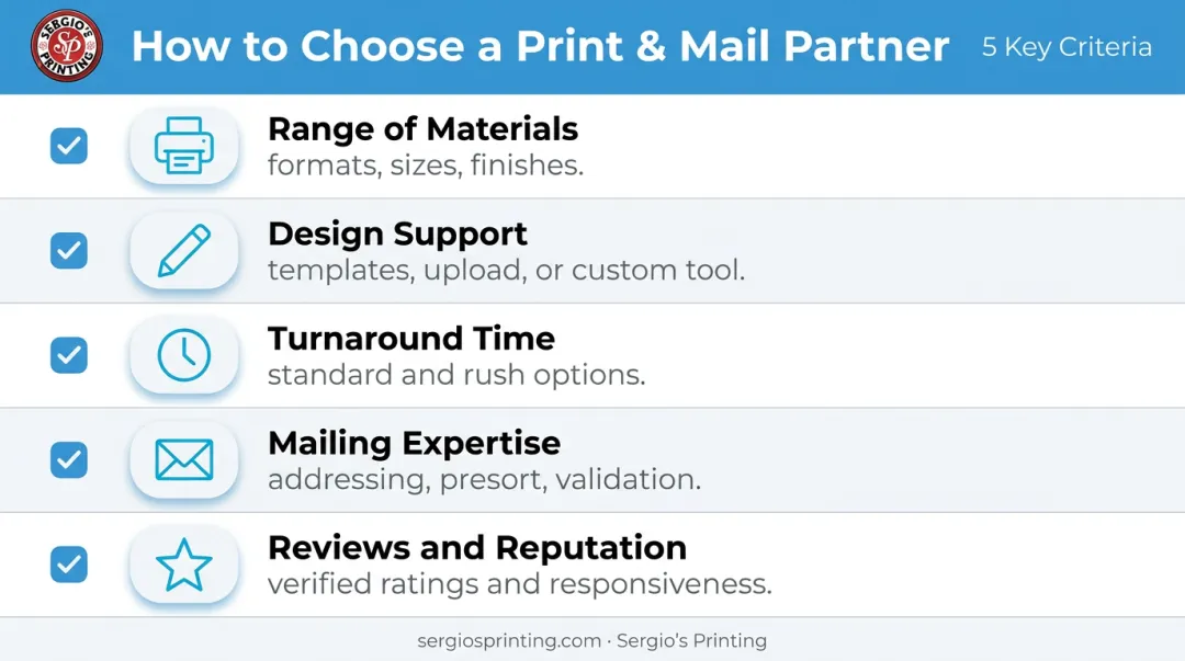 Five key criteria checklist for choosing outsourced printing and mailing partner