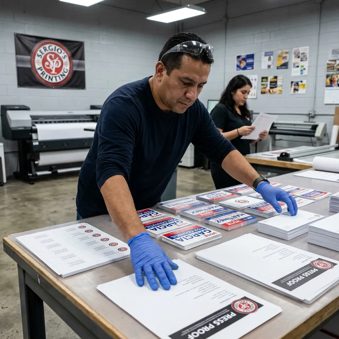 Campaign postcards being prepared for mailing