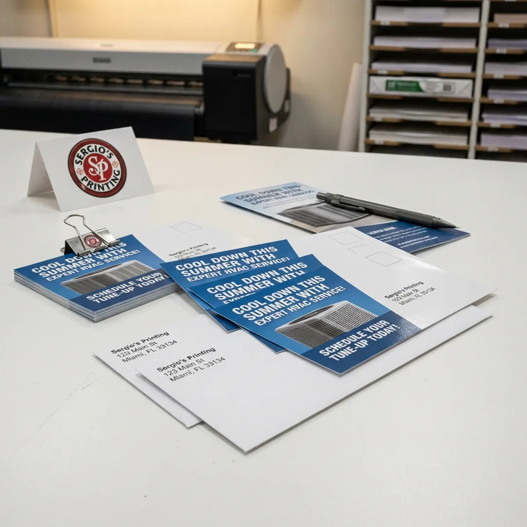 Direct mail printing process for HVAC marketing