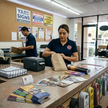 Print shop producing flyers and business materials