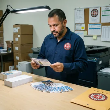 Print shop preparing insurance mailers
