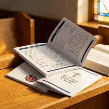 Printed church bulletins for worship service