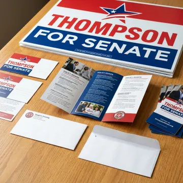 Political campaign printing materials and direct mail pieces