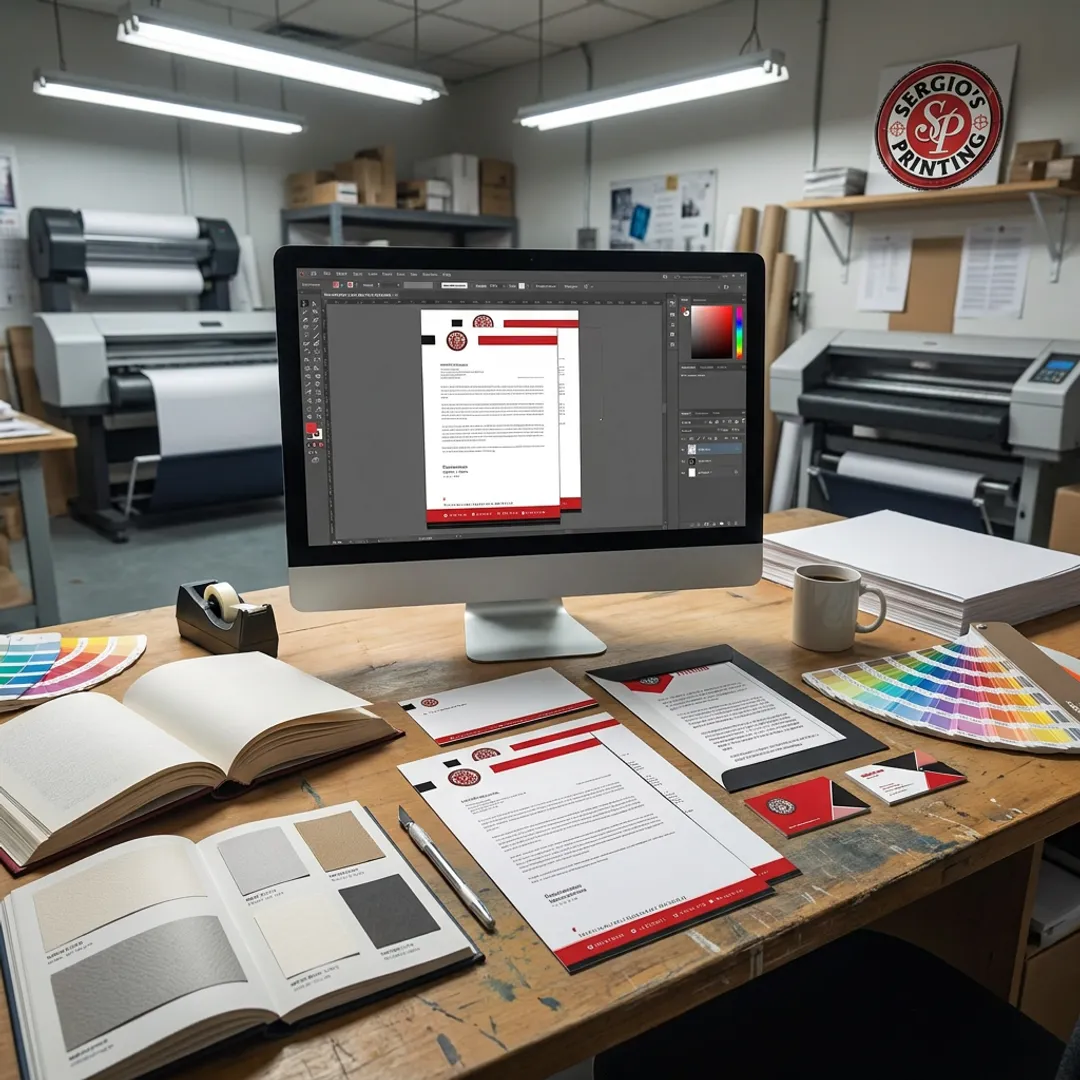 Designer preparing custom letterhead artwork for printing