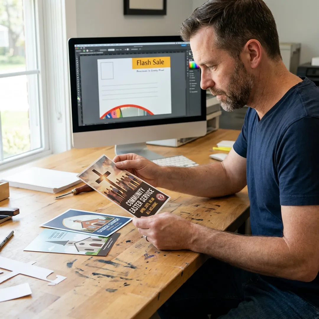 Preparing church mailers for printing