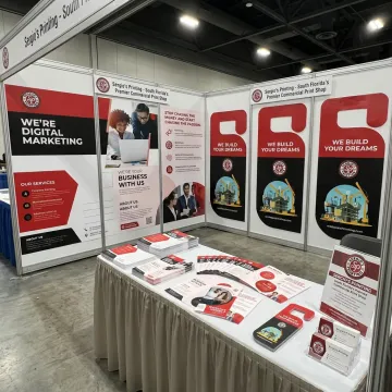 Trade show booth with custom printed graphics