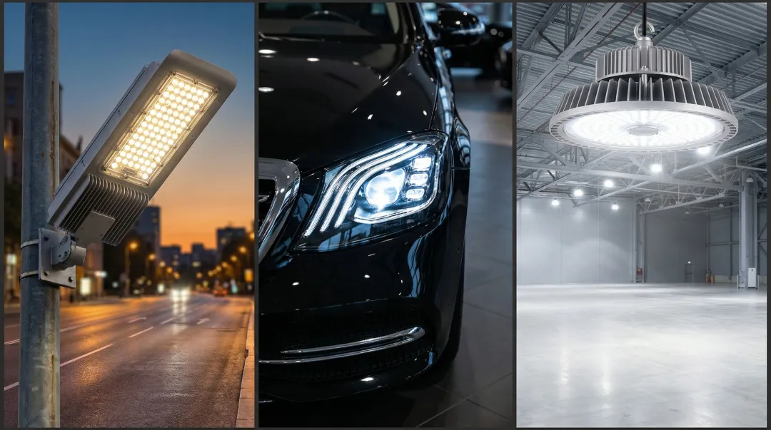 LED aluminum PCB installed in commercial street light and automotive headlight applications