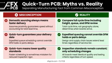 Three PCB lead time misconceptions versus reality side-by-side comparison breakdown