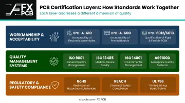 PCB manufacturer certification landscape ISO IPC RoHS UL complementary standards overview