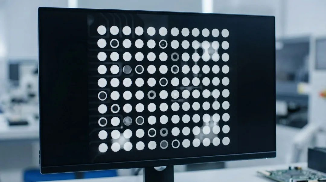 X-ray inspection image revealing BGA solder voids and hidden joint defects