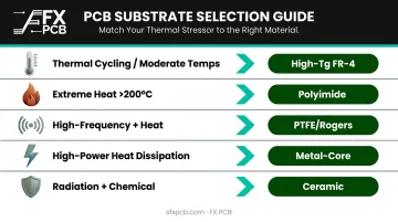 PCB substrate material selection decision framework matching stressors to recommended materials